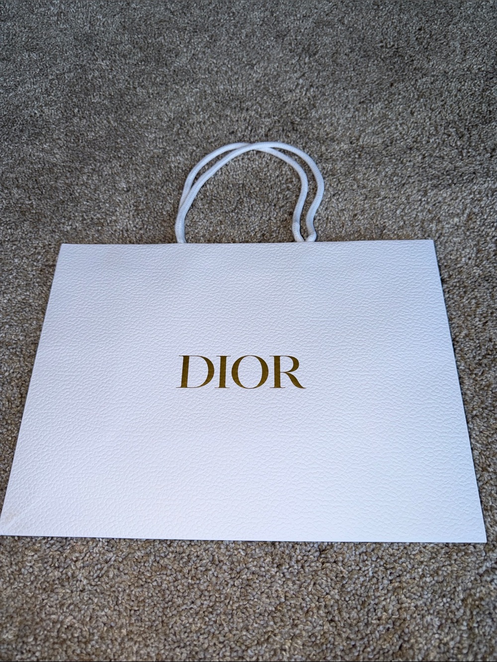Dior White Shopping Bag with Gold Logo